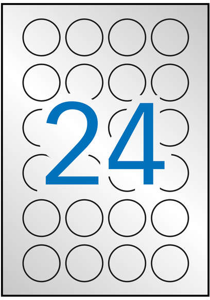 Apli Etiquetas Metalizadas Plata diametro 40.0mm 20 Hojas