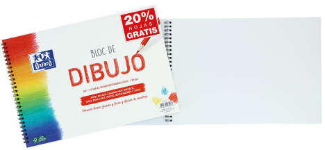 Imagen extra Oxford Bloc de Dibujo Escolar Espiral Formato A4+ Liso - 20 Hojas Microperforadas 130gr Color natural - Papel de Superfície Rugosa
