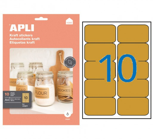 Apli Etiquetas Kraft Permanentes 99.1 x 57.0mm 10 Hojas