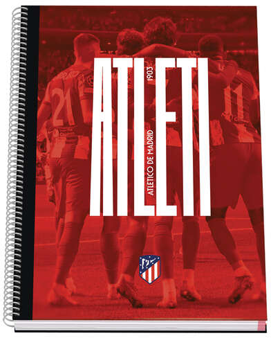 Cuaderno A4 MICROPERFORADO Atletico de Madrid Atleti Tapas duras carton, 100 Hojas 90gr Hojas, Cuadricula 5mm. DOHE