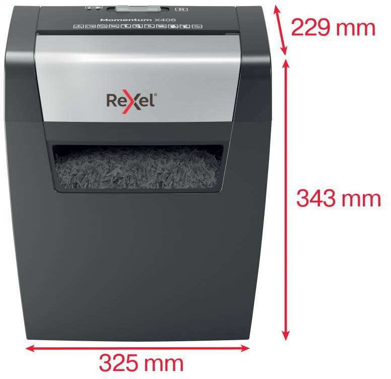 Imagen extra Rexel Destructora Papel Momentum x406 P4, Corte Confeti 4x30mm capacidad 15L Negro