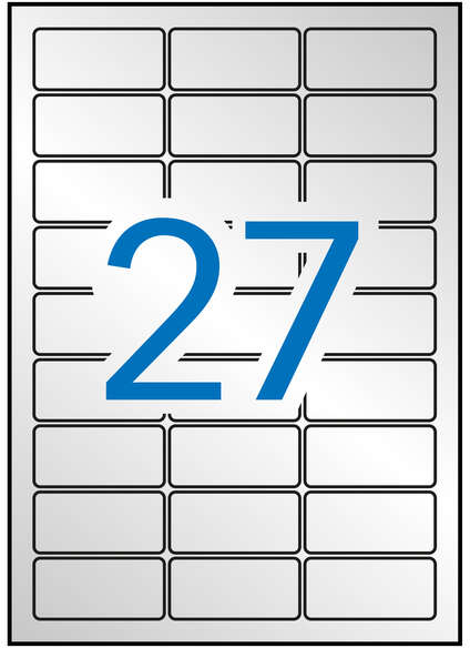 Apli Etiquetas Metalizadas Plata 63.5 x 29.6mm 20 Hojas