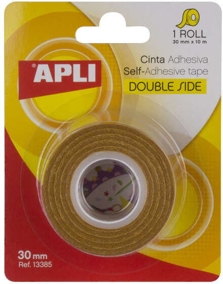 Cinta Adhesiva Doble Cara 30mm x 10m - Transparente. Apli 13385