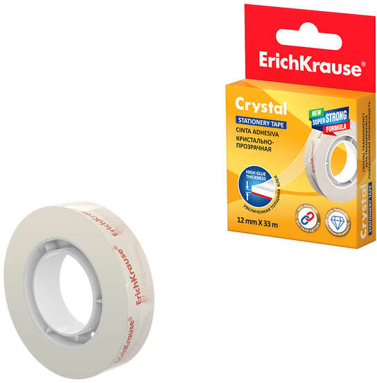 Cinta Adhesiva Crystal - 12mmx33m - Transparente. Erichkrause 