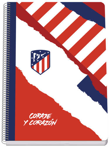 Cuaderno FOLIO Atletico de Madrid Coraje y Corazon Tapa Rigida 80 Hojas 90gr Hojas con Cuadricula 4mm. DOHE