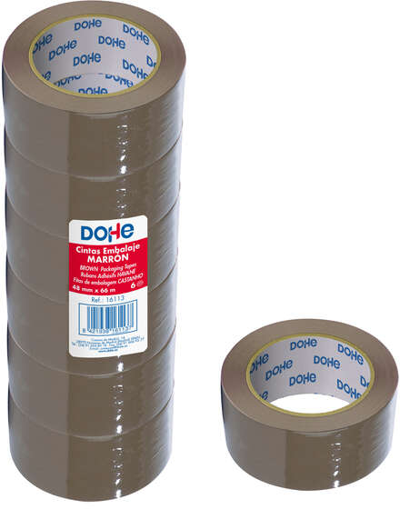 PACK 6 Precintos de embalar estandar 48mm x 66 metros. Marron