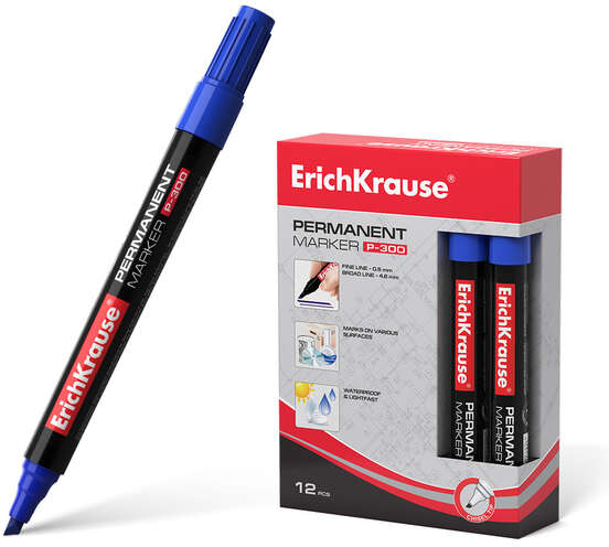 Rotulador permanente ECONOMICO Punta Biselada AZUL. P-300