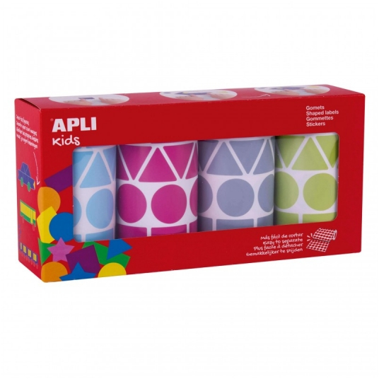 Apli Pack de 4 Rollos de Gomets Geometricos Surtidos