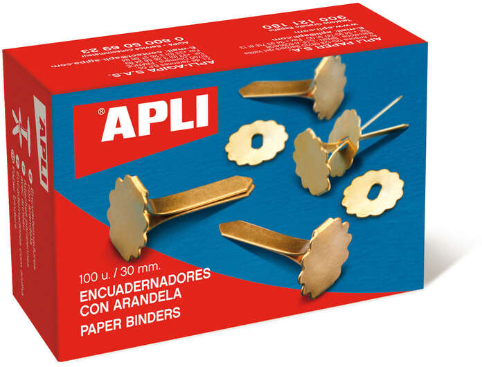 Encuadernadores Latón 30mm. Caja 100 ud sin arandela