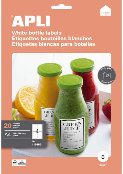 Imagen extra Apli Etiquetas Home Botellas Glossy 80 x 120mm 20 Hojas