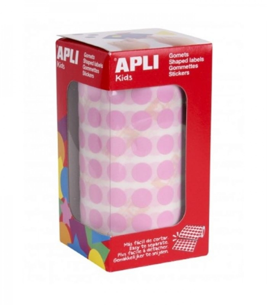 Apli Rollo de Gomets Redondos 10,5mm Rosa