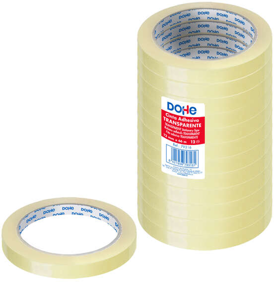 PACK 12 Cintas Adhesivas 12mm x 66 metros. Dohe