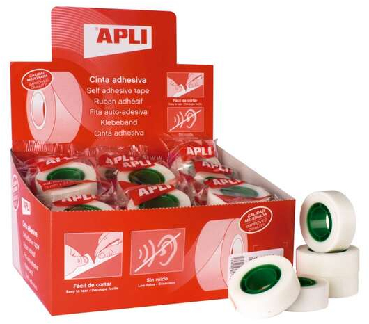 PACK 35 Cinta Adhesiva Invisible BAJO RUIDO 19mm x 33 metros. Apli 12533