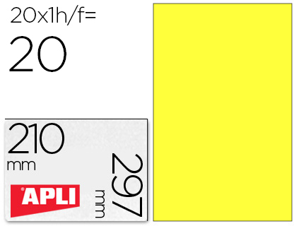 Apli Etiquetas Amarillo Fluorescente Permanentes 210.0 x 297.0mm 20 Hojas