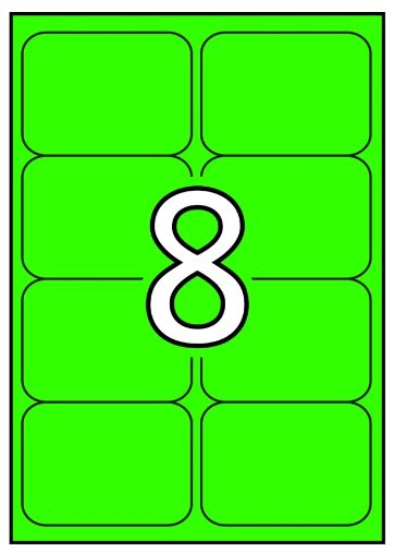 Apli Etiquetas Verde Fluorescente Permanentes 99.1 x 67.7mm 100 Hojas