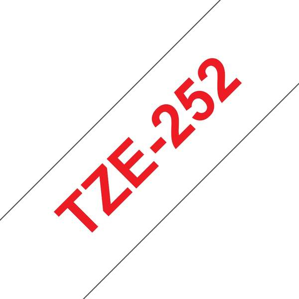 Brother TZe252 Cinta rotuladora Compatible de Etiquetas Texto rojo sobre fondo blanco Ancho 24mm x 8 metros