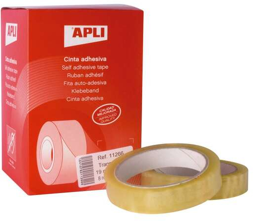 PACK 8 Cintas Adhesivas 19 mm x 66 metros. Transparente . Apli 11266