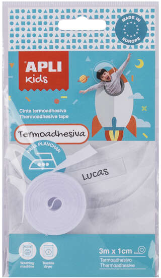 Cinta Termoadhesiva para Marcar Ropa - 10mm x 3 metros Blanco. Apli 17795