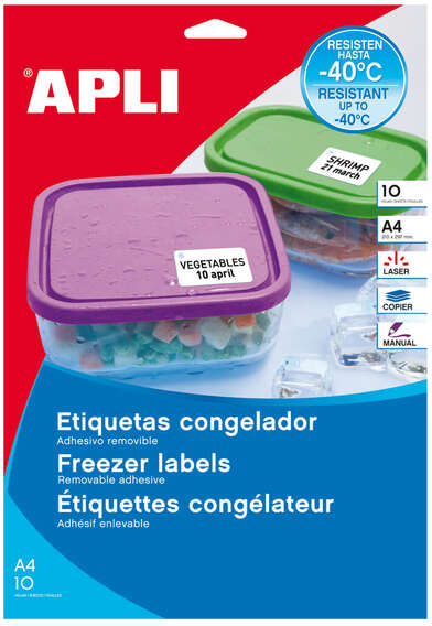 Apli Etiquetas Blancas Especial Congelador 63.5 x 33.9mm 10 Hojas