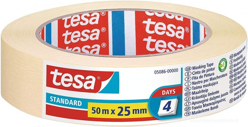 TESA Standard Cinta de Pintor 25mm x 50m (No deja Residuos)