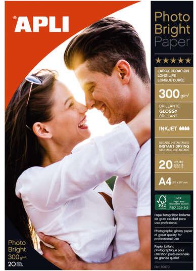 Apli Papel Fotografico Photobright Larga Duracion A4 300g 20 Hojas