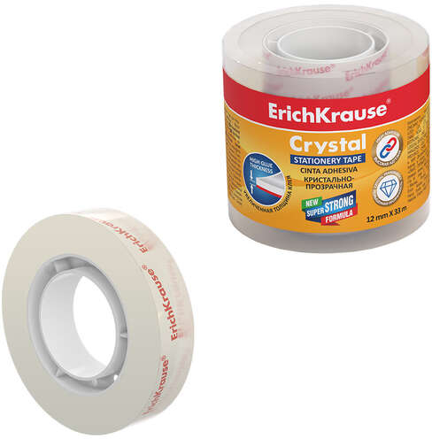 PACK 4 Cinta Adhesiva Crystal 12mmx33m - Transparente. Erichkrause 