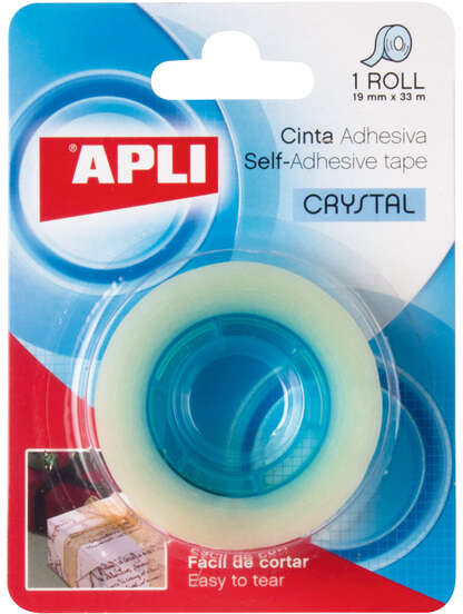 Cinta Adhesiva Crystal - 19mm x 33m - Transparente. Apli 11167