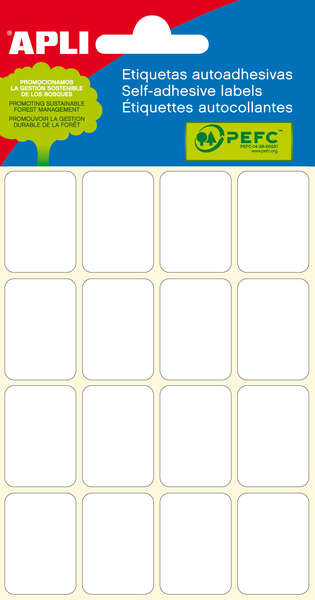 Apli Etiquetas Minibolsa Blancas 19.0 x 27.0mm 6 Hojas