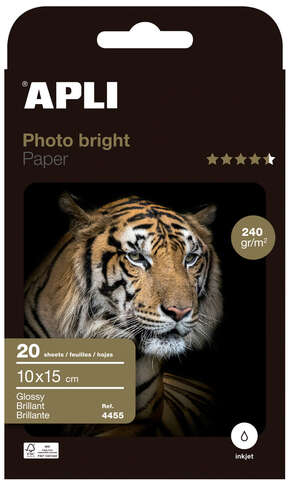 Apli Papel Fotografico Photobright 10 x 15 cm 240g 20 Hojas