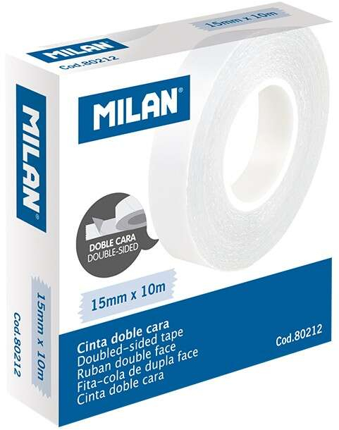 Imagen extra Cinta Adhesiva Doble Cara 15mm x 10m - Translucido. MILAN 80212