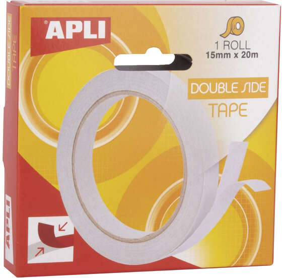 Cinta adhesiva de doble cara 15mm x 20 metros. APLI 17723