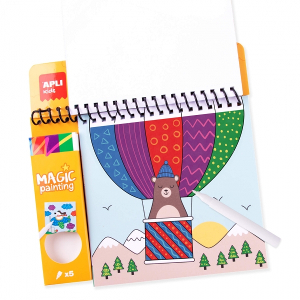 Imagen extra Apli Bloc de Espiral de Dibujos Coloreado Magico - 24 Paginas con 6 Diseños de Animales - Incluye 5 Rotuladores - Estimula Concentracion y Creatividad - Ideal para Viajes