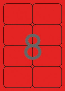 Apli Etiquetas Rojo Fluorescente Permanentes 99.1 x 67.7mm 100 Hojas