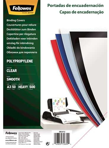 Fellowes PACK 50 Portadas de Polipropileno A3 500 Micras Transparente