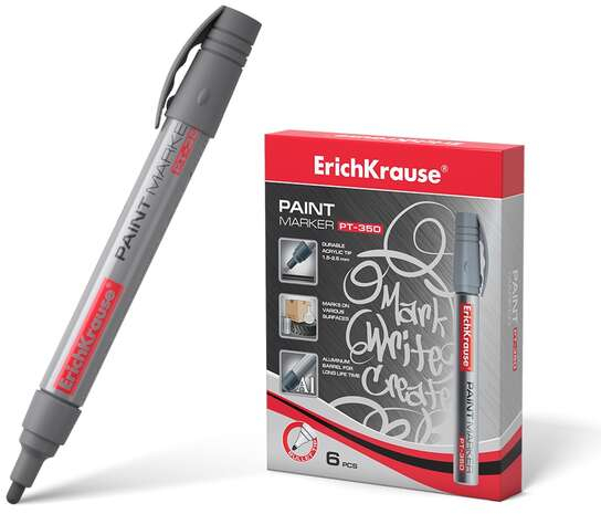 Rotulador ECONOMICO de PINTURA (tipo Posca) Premium Punta redonda - PLATA. ErichKrause PT-350 