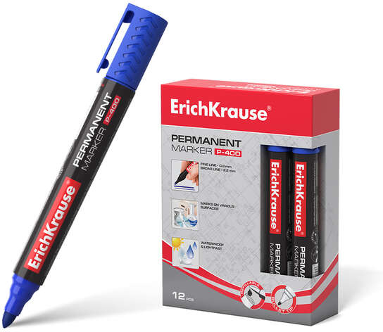 Rotulador permanente ECONOMICO Punta Redonda 3mm AZUL. P-400