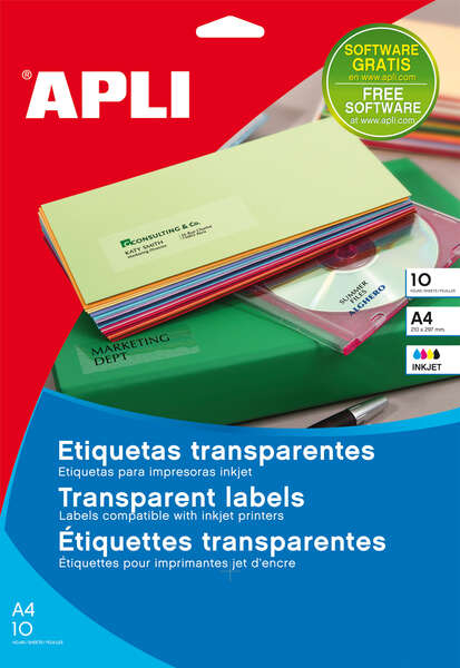 Imagen extra Apli Etiquetas Transparentes Permanentes 70.0 x 37.0mm 10 Hojas