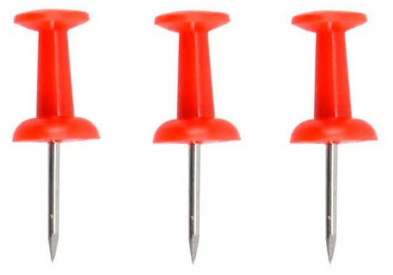 Imagen extra LIQUIDACION Agujas Señalizadoras Rojas. Caja 35 uds, Chinchetas Señalización pizarra