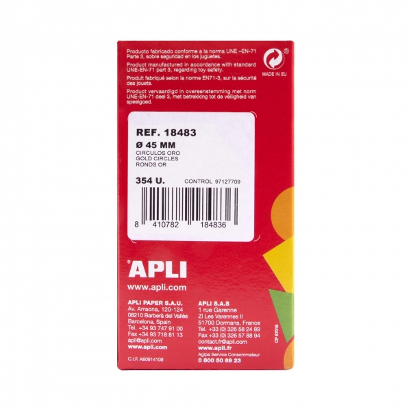 Imagen extra Apli Rollo de Gomets Redondos diametro 45mm Oro Metalizado