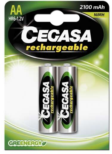 Cegasa HR6 Pack de 2 Pilas Recargables AA 2100mAh