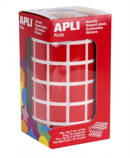 Apli Rollo de Gomets Cuadrados 15x15mm. Rojo