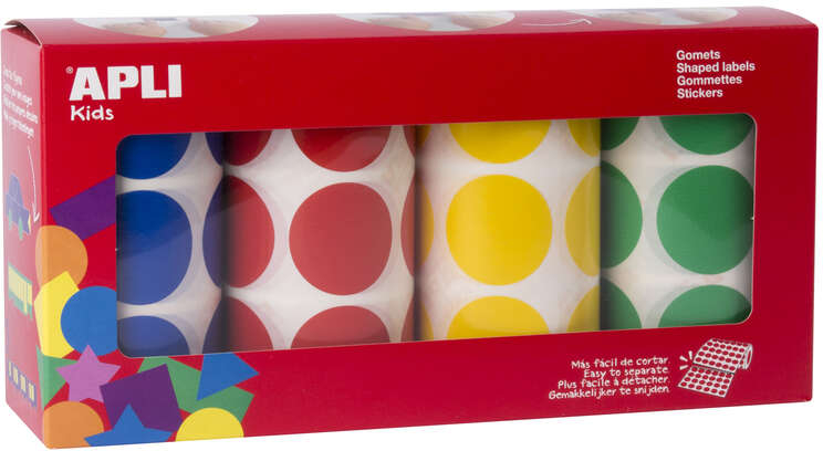 Apli Gomets Redondos 33mm diametro PACK 4 Rollos