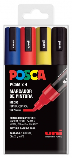 PACK 4 Rotuladores Posca PC-5M Punta de Bala 1.8-2.5mm - Color Surtido
