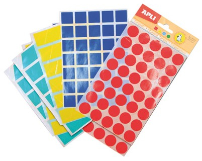 Gomets Apli Figuras Geometricas Grandes, 468 gomets, en 12 hojas. REF. 994