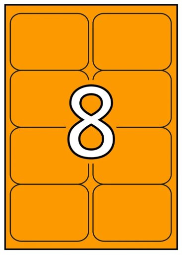 Apli Etiquetas Naranja Fluorescente Permanentes 99.1 x 67.7mm 20 Hojas