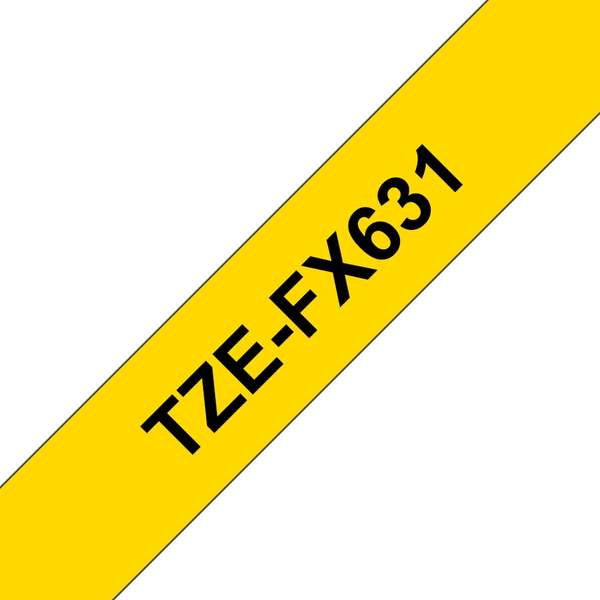 Imagen extra Brother TZeFX631 Cinta Laminada Flexible Original de Etiquetas Texto negro sobre fondo amarillo Ancho 12mm x 8 metros