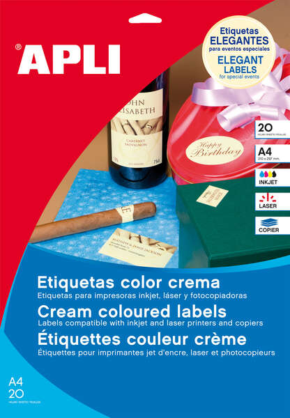 Imagen extra Apli Etiquetas Crema Permanentes 97.0 x 67.7 20 Hojas
