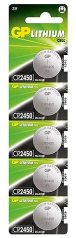 GP Lithium Pack de 5 Pilas Litio de Boton CR2450 3V
