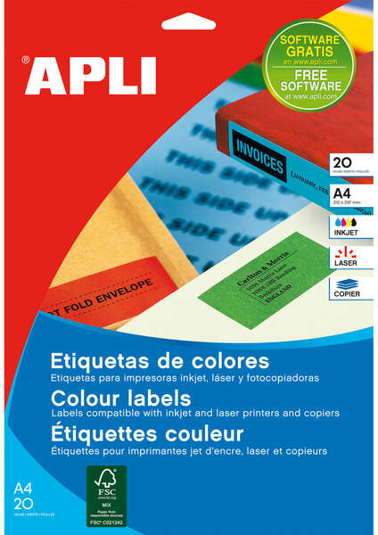 Imagen extra Apli Etiquetas Amarillas Permanentes 210.0 x 297.0mm 20 Hojas