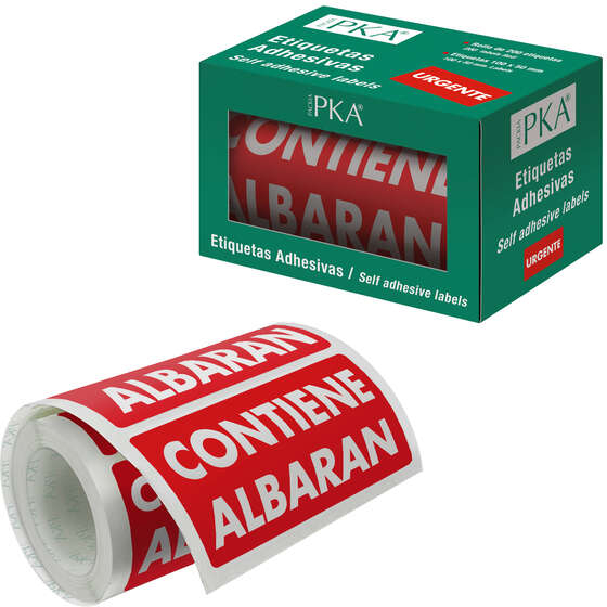 Rollo de 200 Etiquetas Adhesivas CONTIENE ALBARAN de 100x50 mm. DOHE